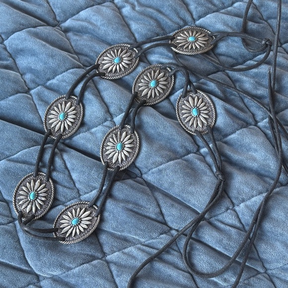 concho Accessories - Vintage turquoise and silver concho style belt